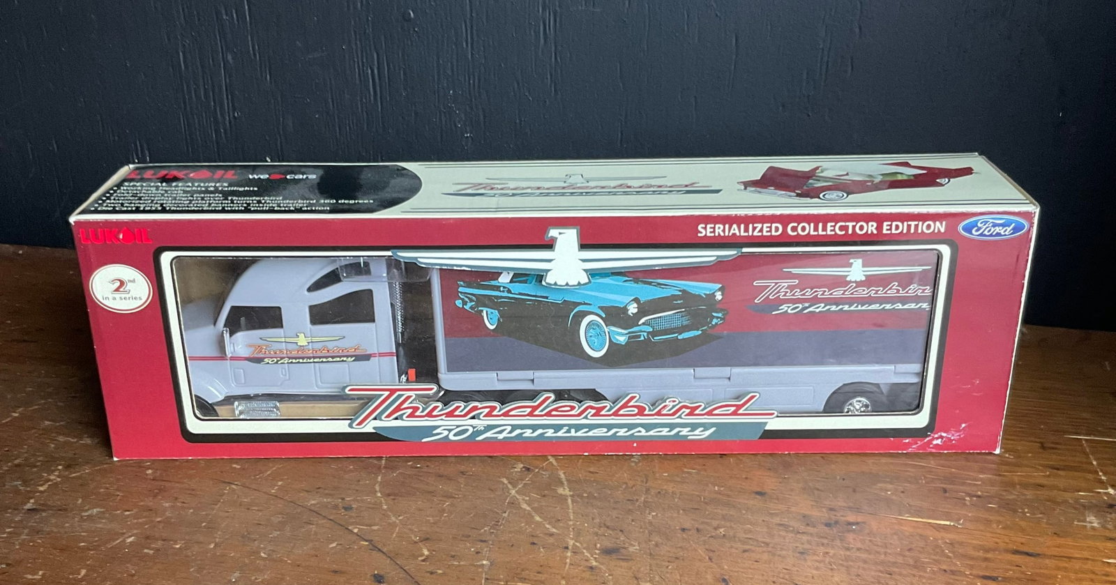 Lukoil Ford Thunderbird 50th Anniversary Serialized Collector Edition Toy Truck and Car Set