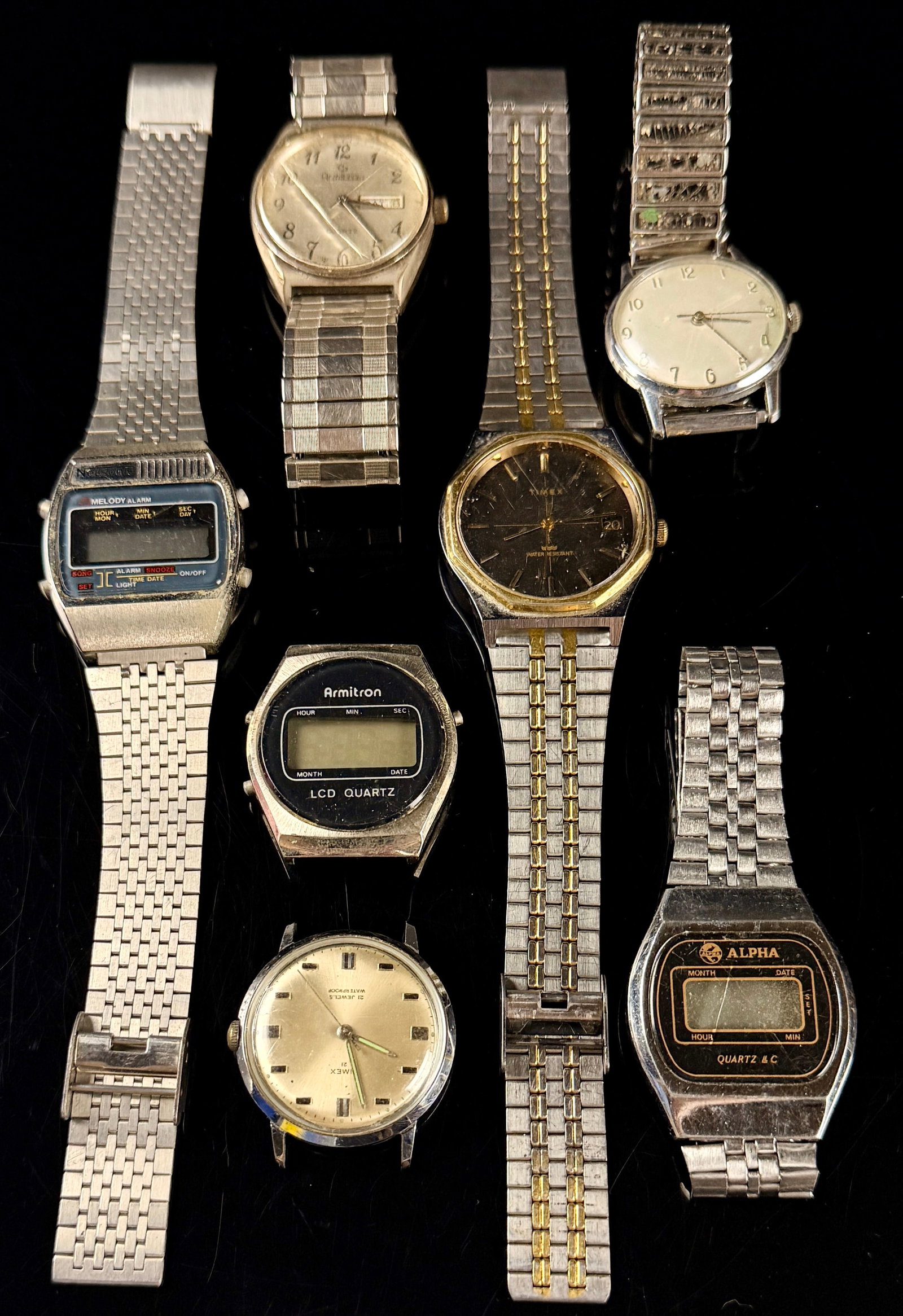 A Group of Seven Vintage Wristwatches Including Timex, Armitron, and Nelsonic (1 of 8)