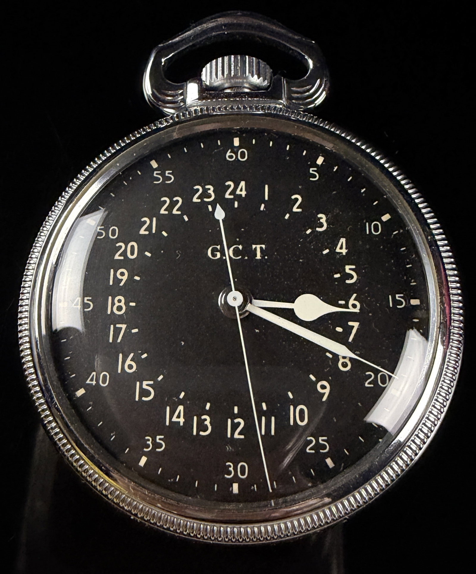 Hamilton Grade 4992B G.C.T. WWII US Military Navigation Pocket Watch: Hamilton Grade 4992B G.C.T. (Greenwich Civil Time) military navigation master watch manufactured for the United States Army Air Forces under a 1943 contract. This 16-size timepiece features a base met