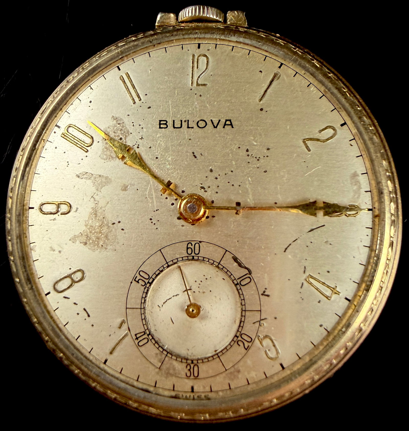Bulova 1954 10K Rolled Gold Plate Open Face Pocket Watch Caliber 17AH (1 of 7)