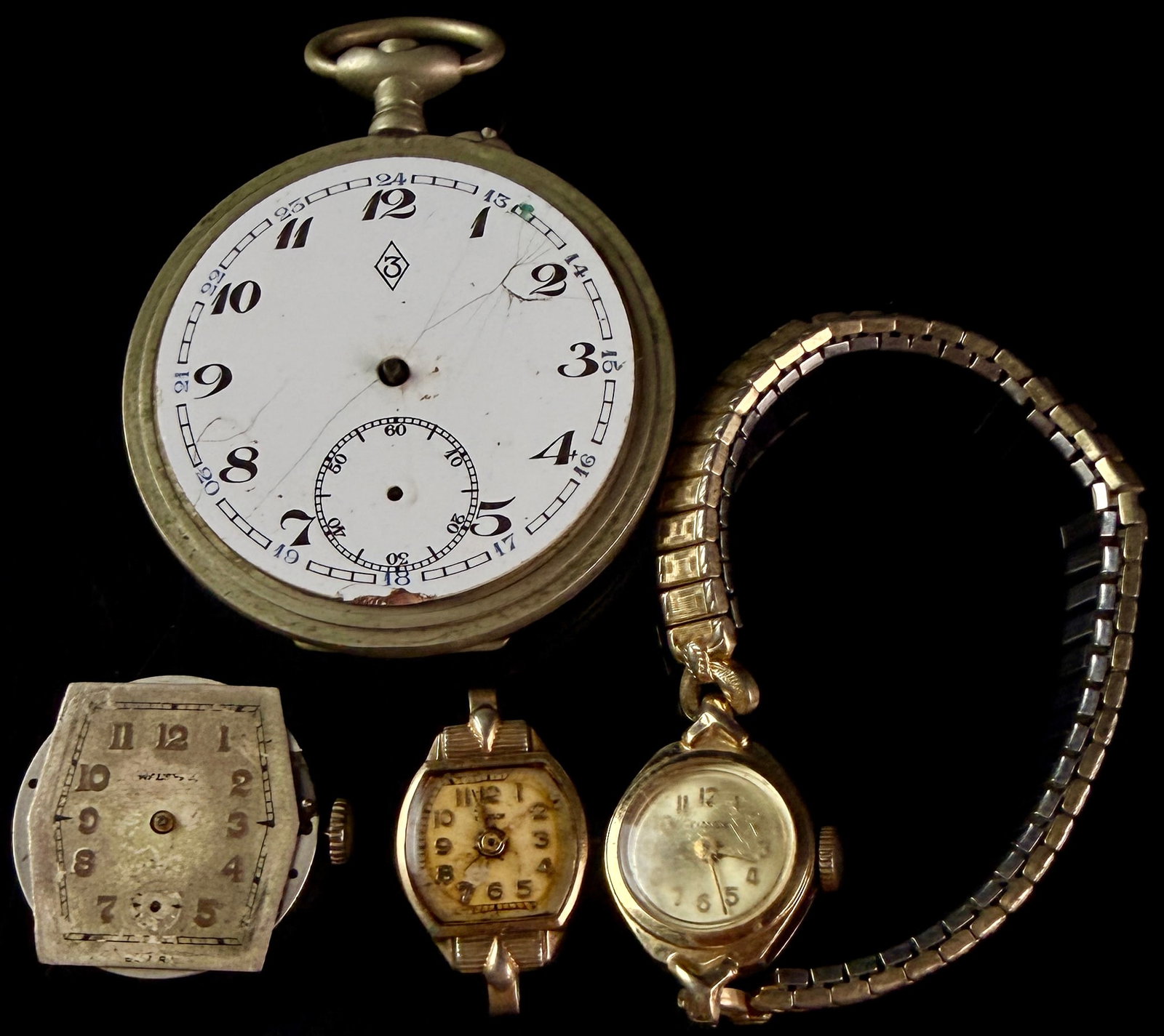 An Assortment of Vintage and Antique Timepieces and Components Including Waltham and Swiss Examples (1 of 12)