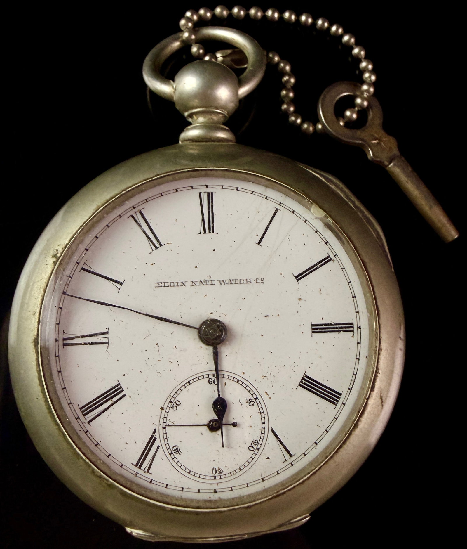 Elgin National Watch Co. 18-Size Grade 7 Model 2 Key-Wind Pocket Watch with Key and Chain (1 of 8)