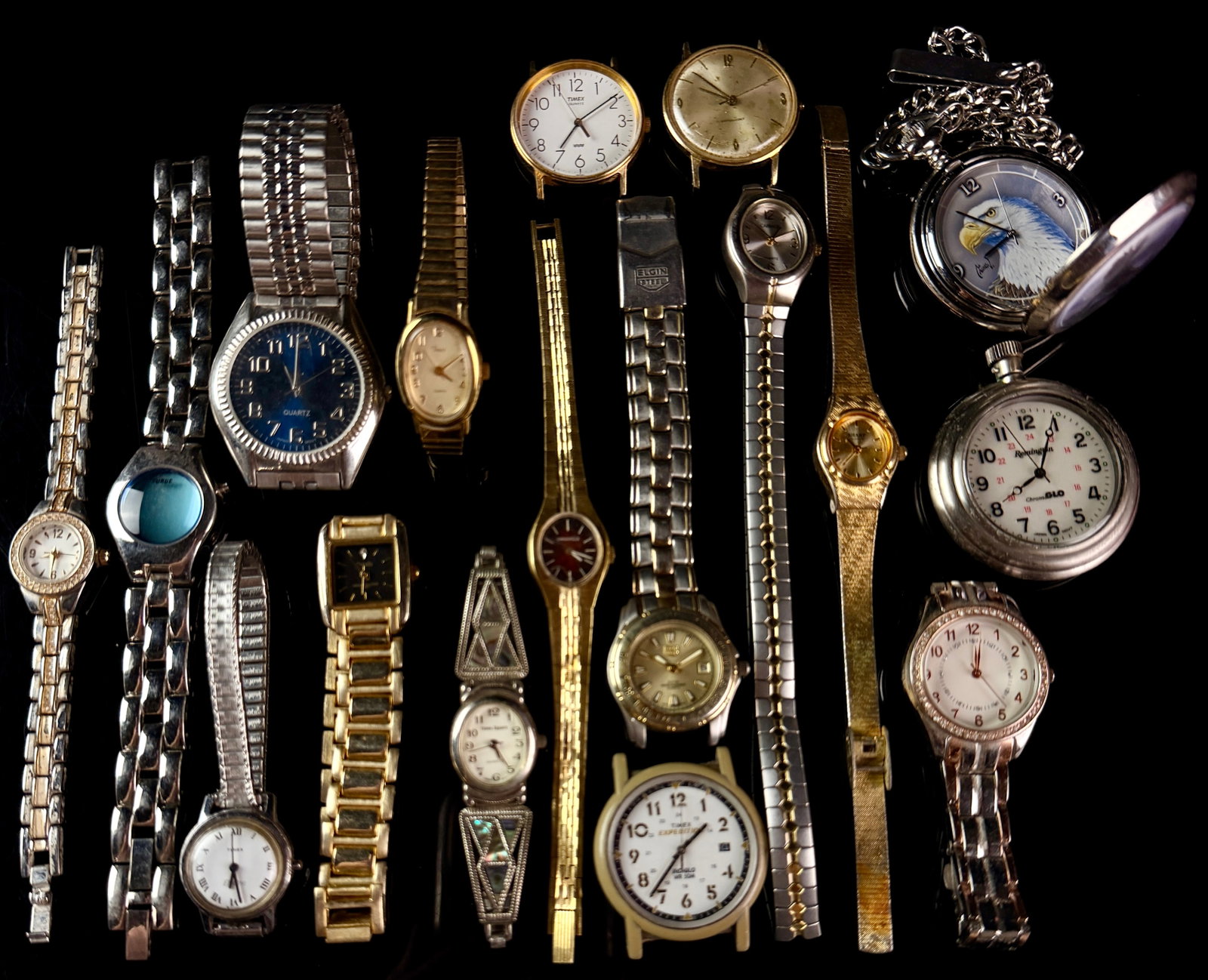 A Collection of Nineteen Vintage and Modern Wrist and Pocket Watches Including Timex and Elgin (1 of 10)