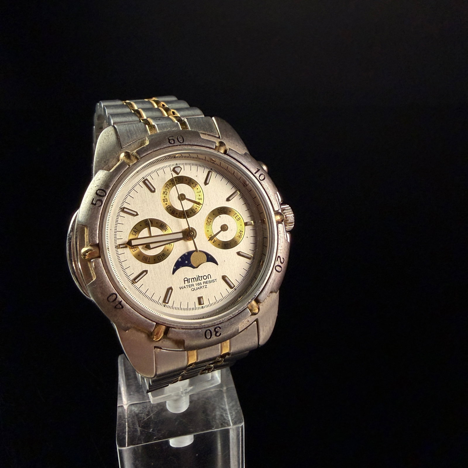 Armitron Multi-Function Moon Phase Two-Tone Wristwatch Reference 20/1205