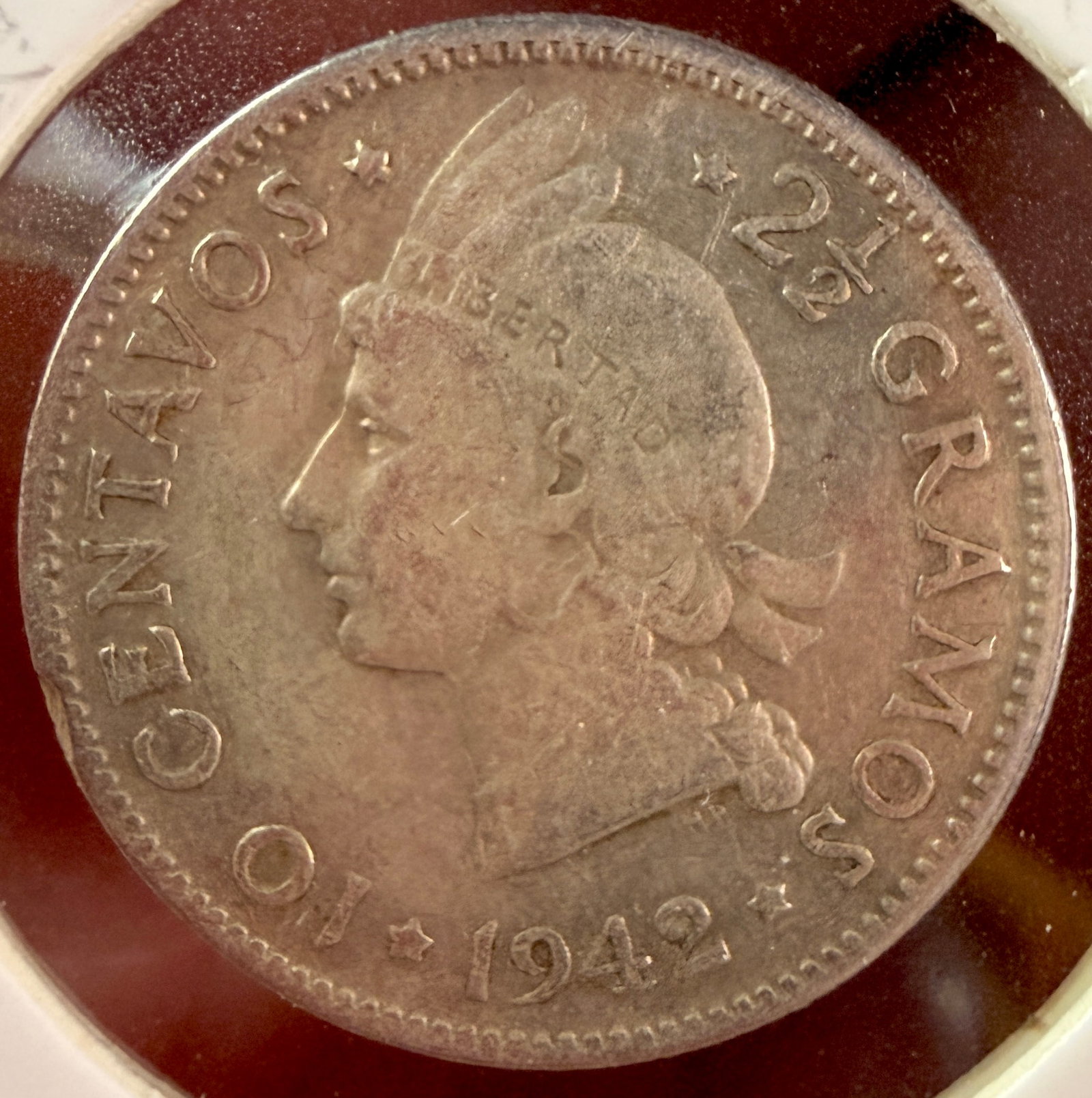 1942 Dominican Republic Silver 10 Centavos Coin (1 of 3)