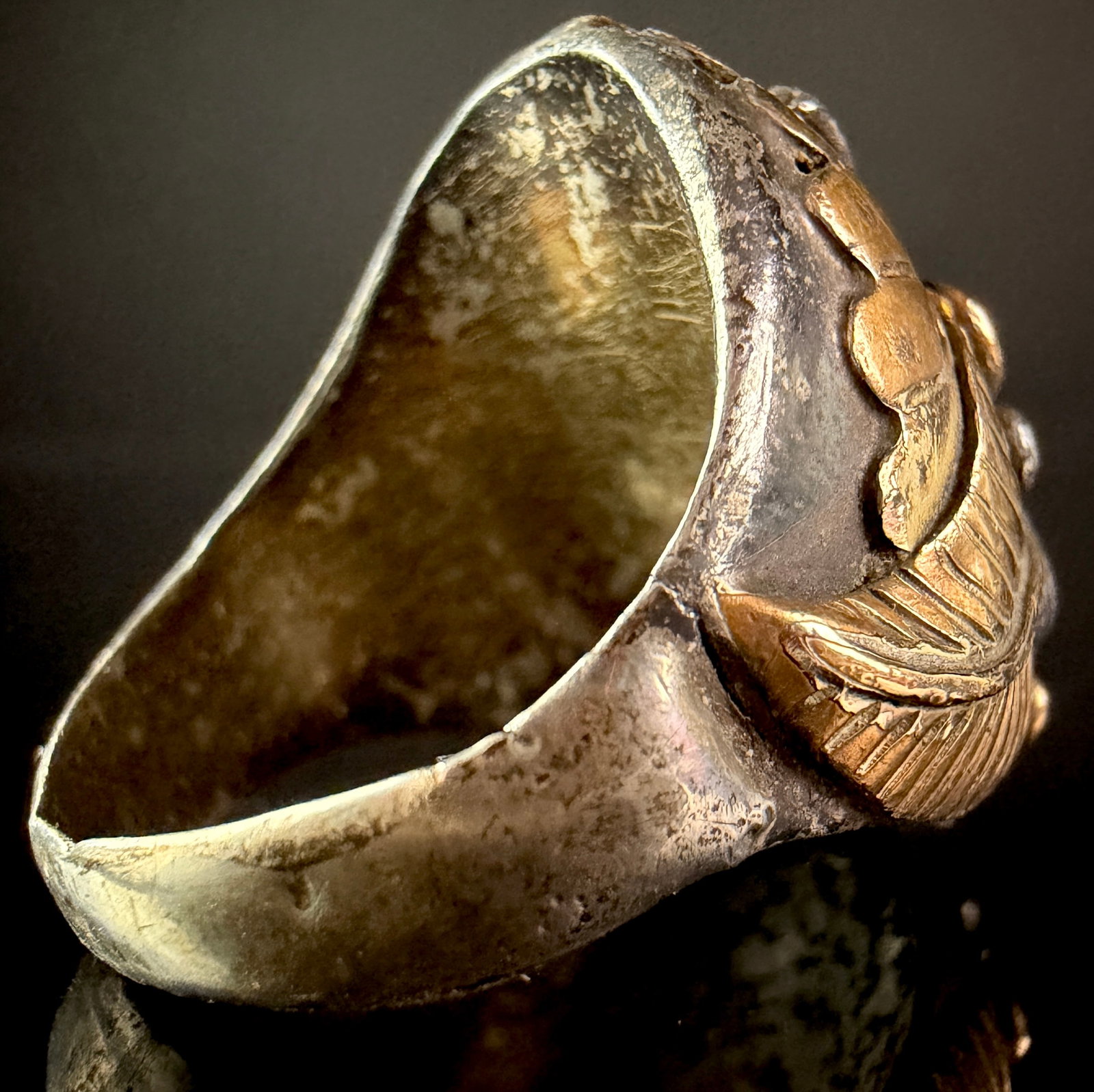 Two-Tone Metal Sculptural Eagle Statement Ring - 5