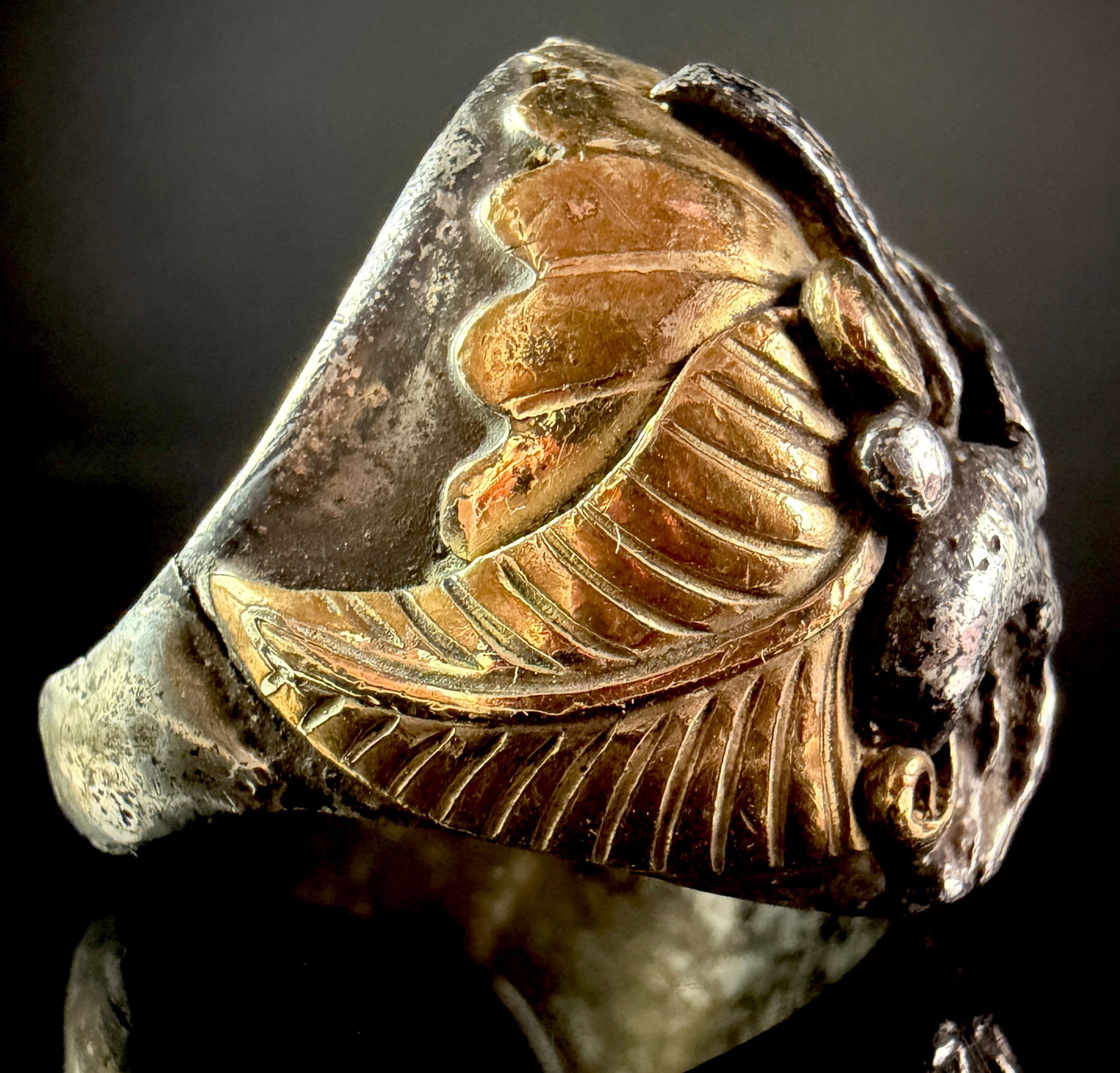 Two-Tone Metal Sculptural Eagle Statement Ring - 6