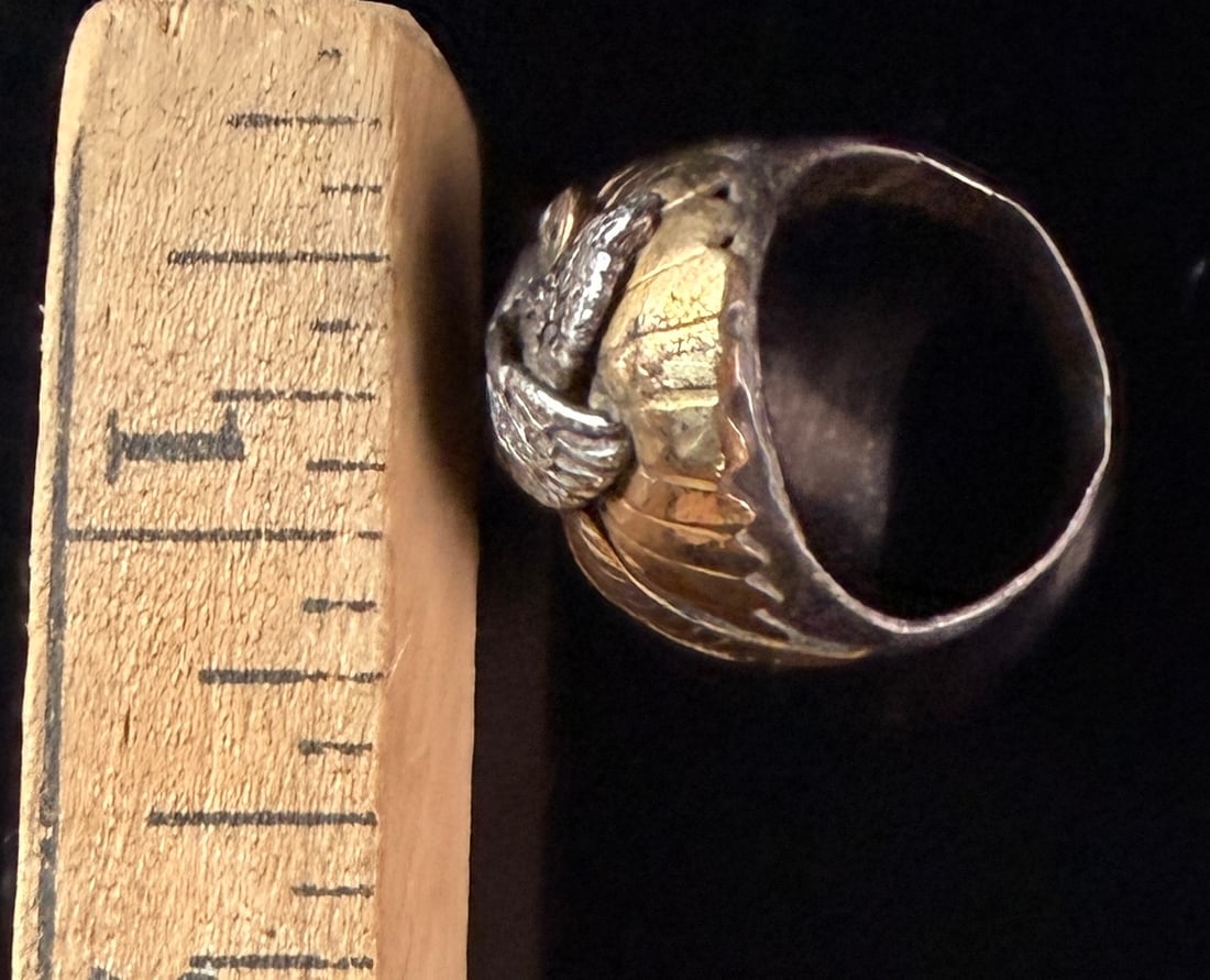 Two-Tone Metal Sculptural Eagle Statement Ring - 7