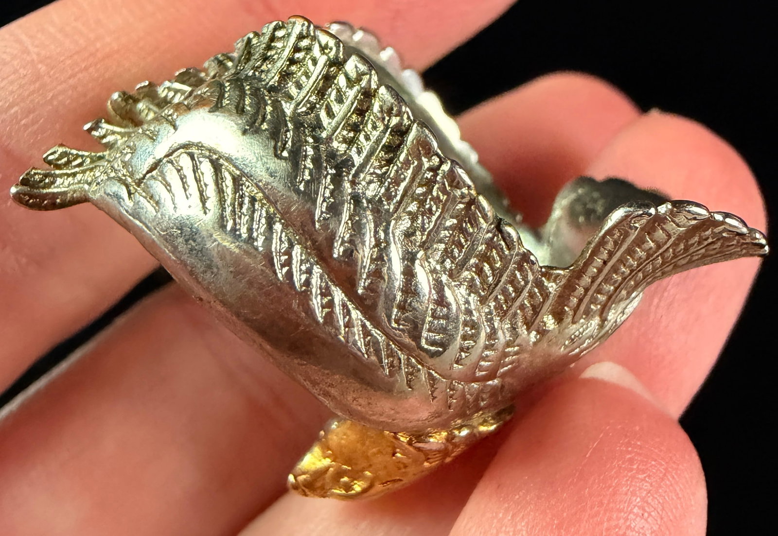 Two-Tone Sterling Silver Eagle Wrap-Around Statement Ring - 3
