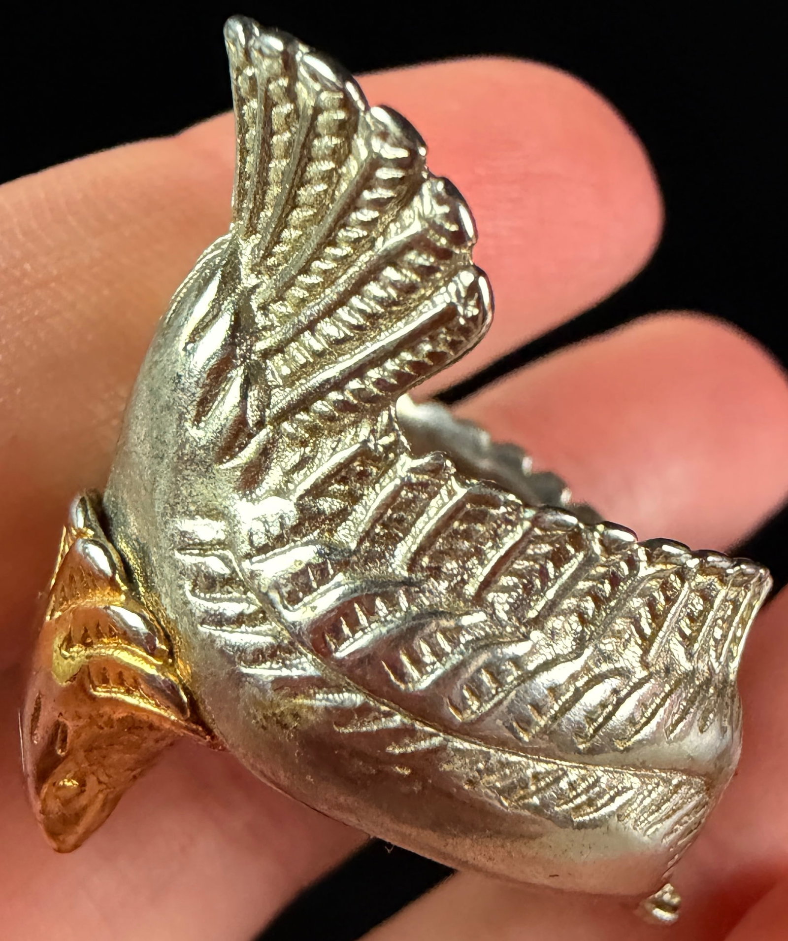 Two-Tone Sterling Silver Eagle Wrap-Around Statement Ring - 4