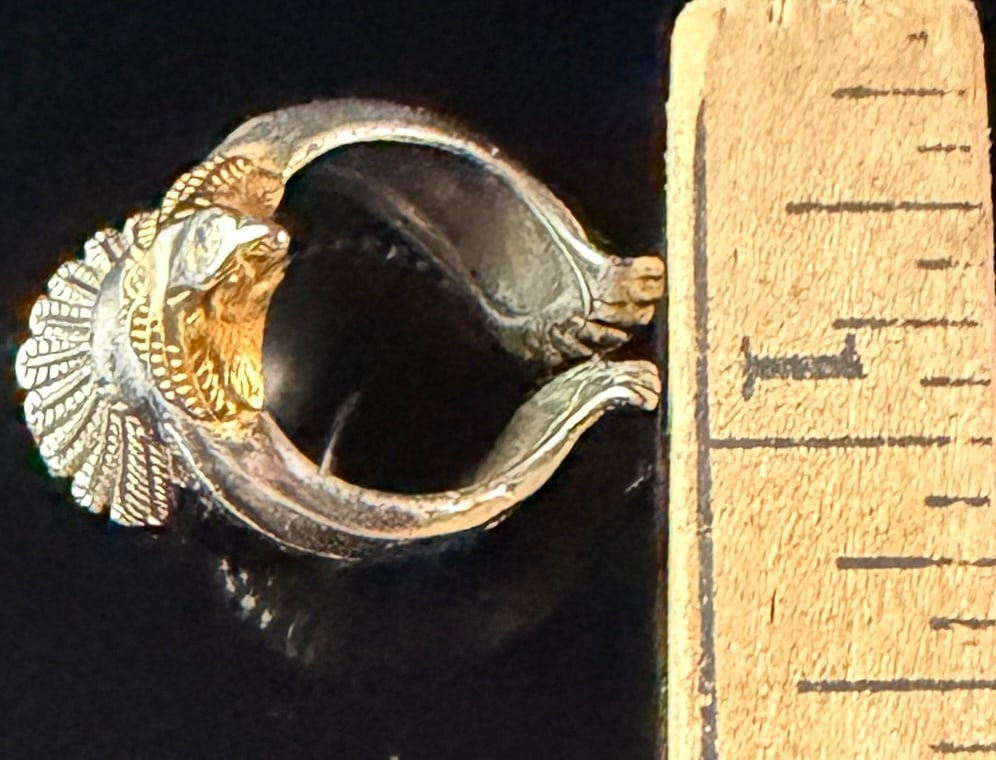 Two-Tone Sterling Silver Eagle Wrap-Around Statement Ring - 7