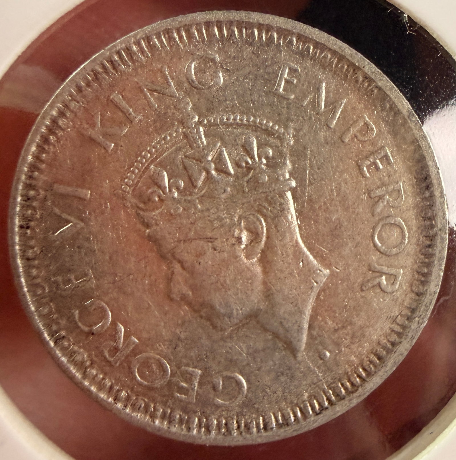British India George VI Silver 1/4 Rupee Coin 1945 Bombay Mint (1 of 2)