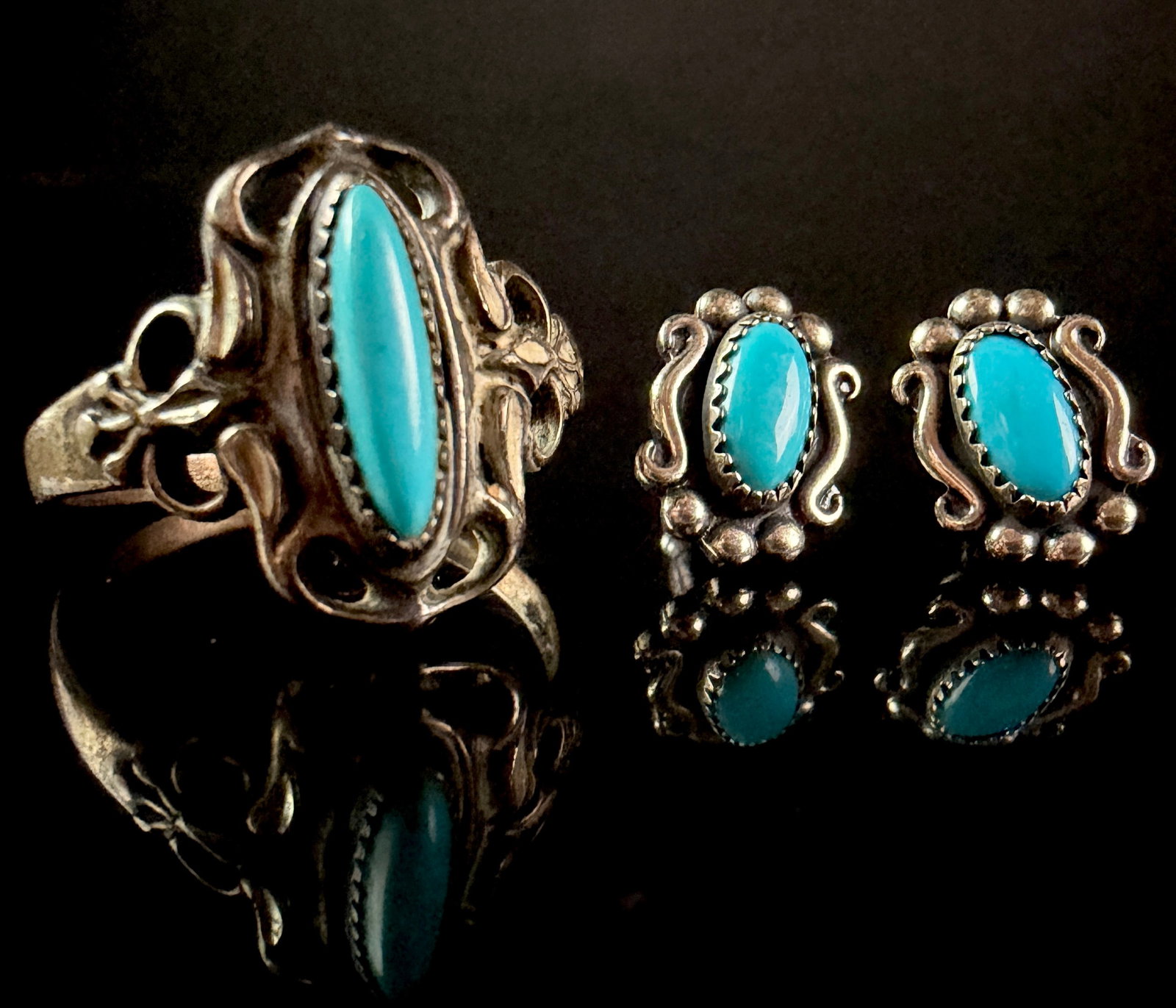 Bell Trading Post US Sterling Silver and Turquoise Jewelry Suite (1 of 6)