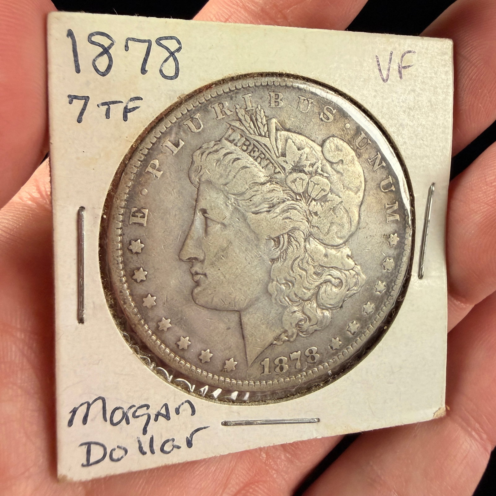 US 1878 Morgan Silver Dollar, 7 Tail Feathers Variety (1 of 2)