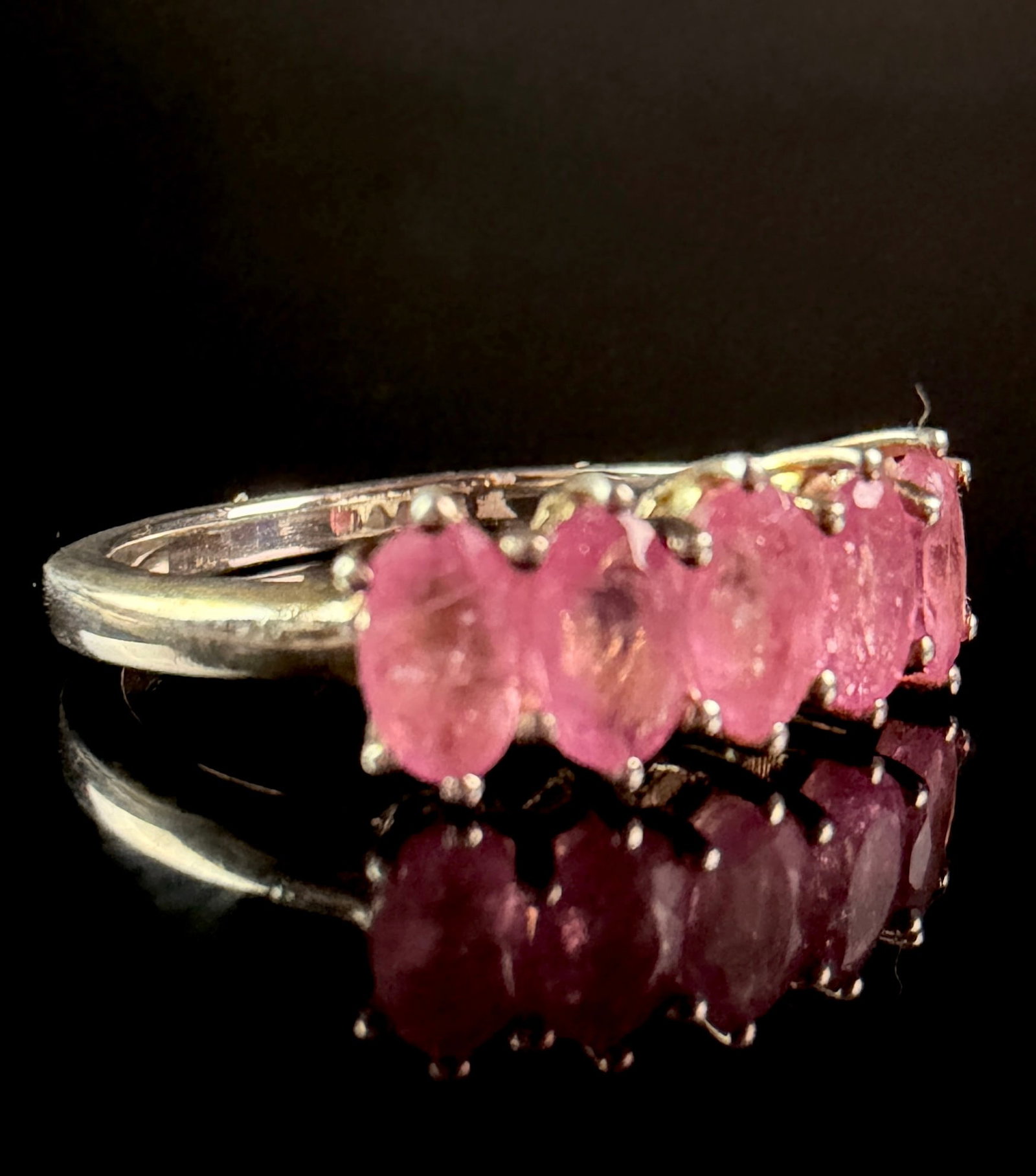 Annabella Collection Pink Sapphire and Sterling Silver Five Stone Ring (1 of 10)