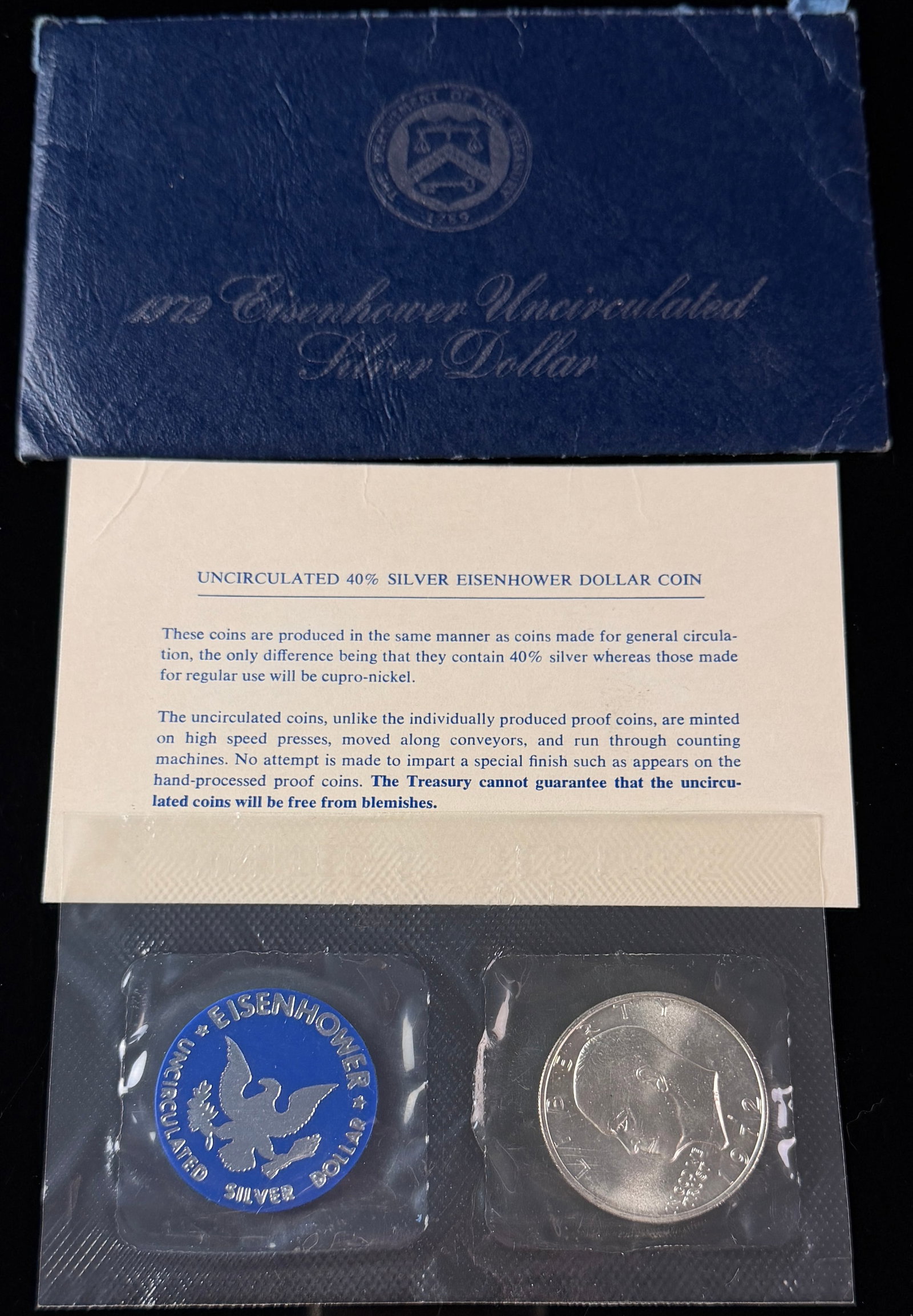 US 1972-S Eisenhower 40% Silver Uncirculated Dollar in Original Government Packaging (1 of 3)