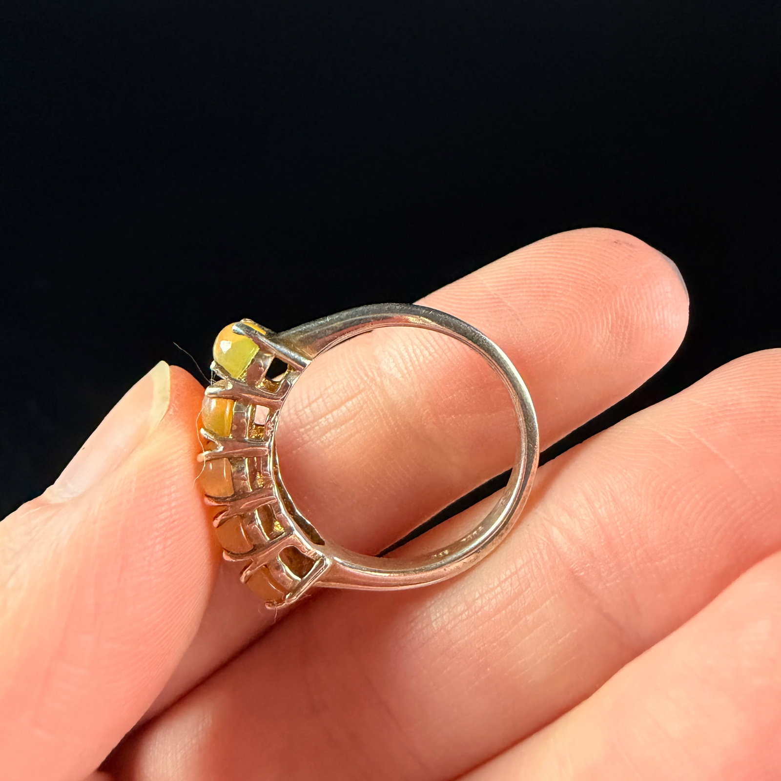 Sterling Silver Five-Stone Fire Opal Ring - 6