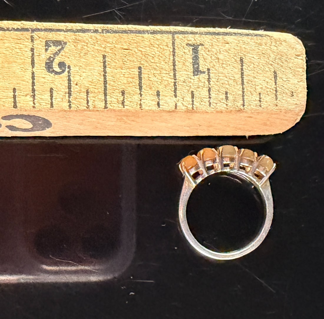 Sterling Silver Five-Stone Fire Opal Ring - 8