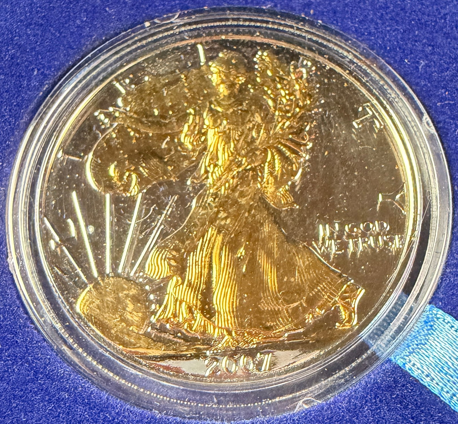 US 2007 Gold-Plated American Silver Eagle One Dollar Coin (1 of 3)