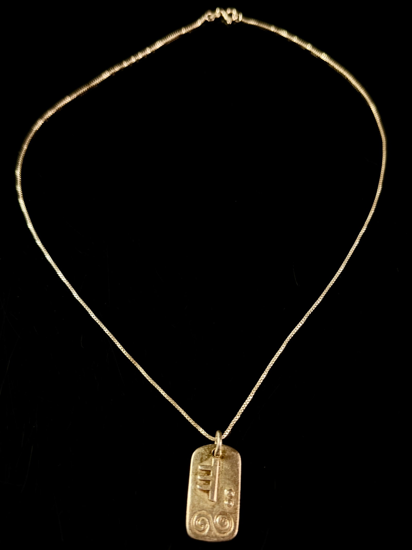 Sterling Silver Artisan Pendant and Italian Box Link Necklace (1 of 5)