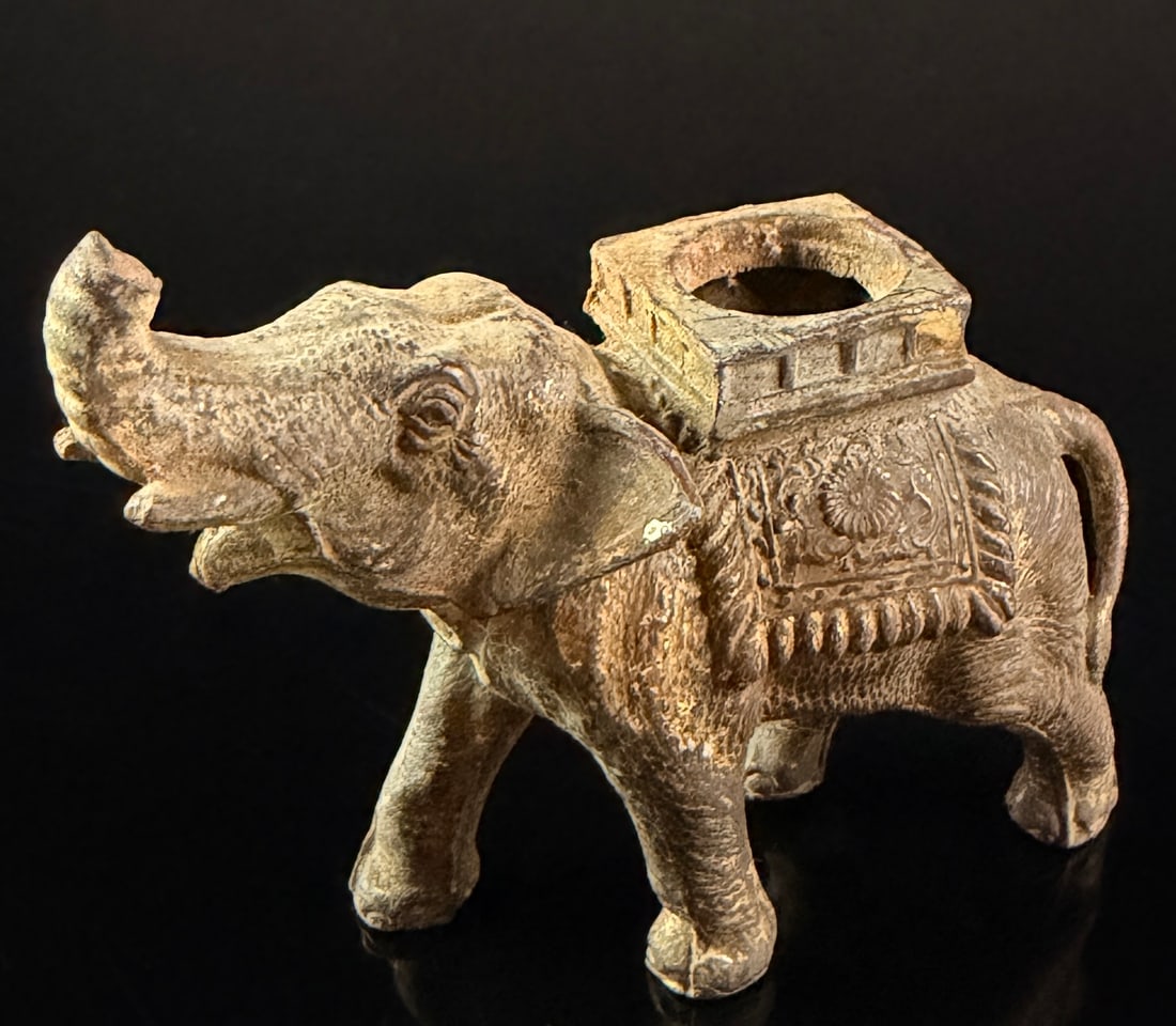 Indian Cast Metal Elephant Figurine with Howdah (1 of 7)