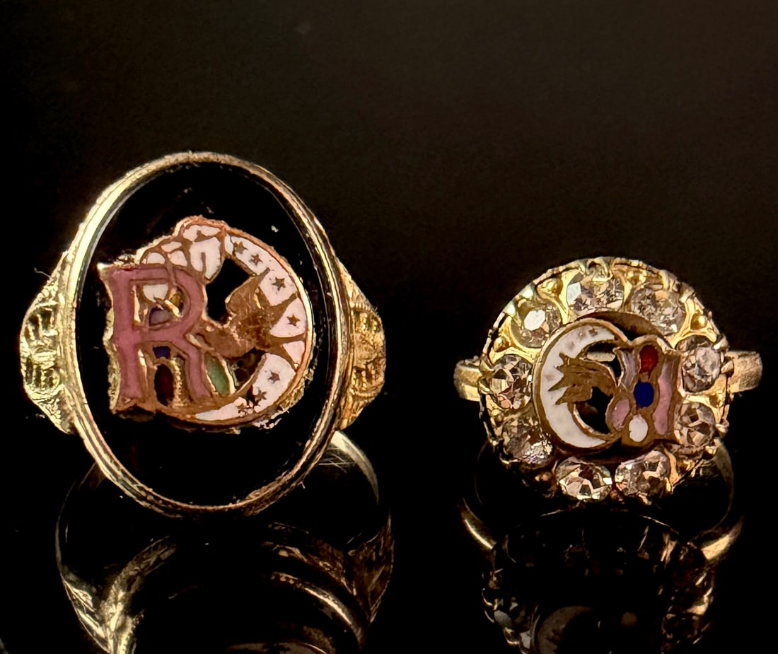 Two Daughters of Rebekah Fraternal Rolled Gold Plate and Enamel Rings (1 of 15)