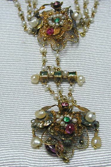 Early 19th C. Antique French Gold Necklace w/Gems - 2