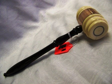 ANTIQUE GOLD IVORY WOOD TROPHY GAVEL 1894