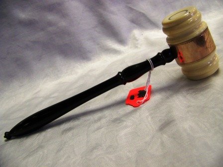 ANTIQUE GOLD IVORY WOOD TROPHY GAVEL 1894 - 2