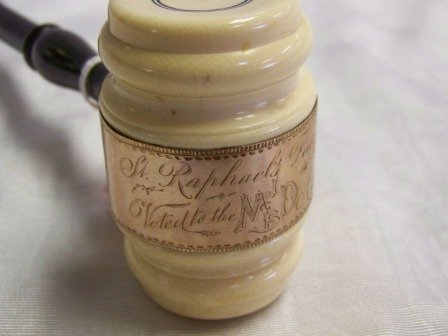 ANTIQUE GOLD IVORY WOOD TROPHY GAVEL 1894 - 3