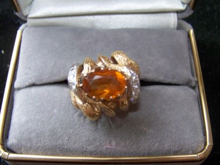 Vintage 14kt Yellow Gold Diamond Topaz? Ladies R