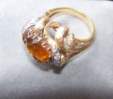 Vintage 14kt Yellow Gold Diamond Topaz? Ladies R - 3