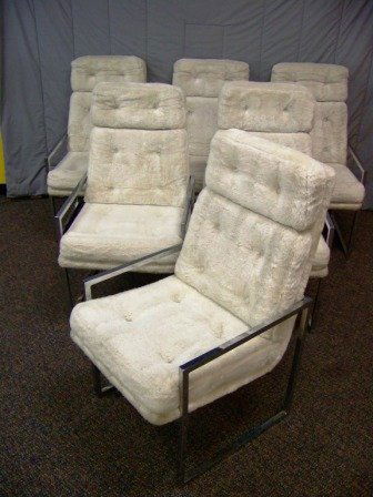 6 Vintage Chrome Chromcraft Shag Fur Chairs: 39" tall x 21 1/2" wide