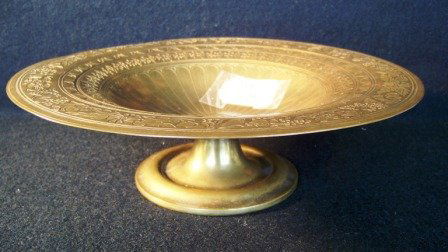 Tiffany Studios Bronze Compote With Florals: 10" across top 3" tall 4 7/8" across base # 1747