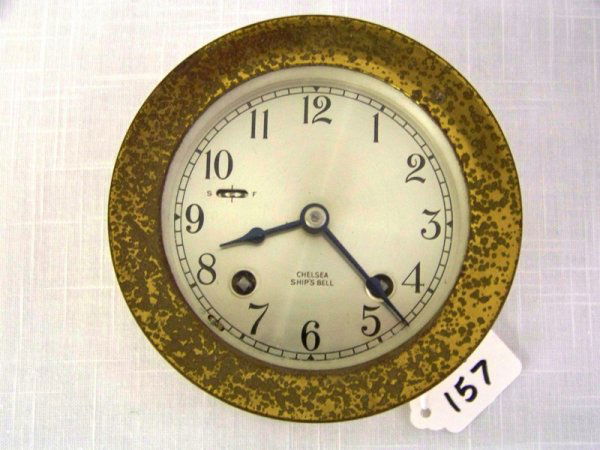 Chelsea Ships Bell Clock: 4 3/4" across & 3 3/8" tall Brass case.