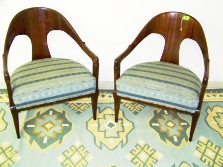 Pr. Modern Slipper Arm Chairs Great Style: Pair of great chairs standing app. 32 1/2" tall app. 25 1/2" wide