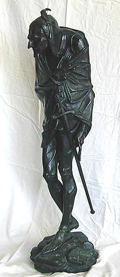Jacques Louis Gautier, Fr. b1831 Bronze Sculpture: With brown patina "Mephistopheles", signed 33" tall. This is an original 19th C. bronze.