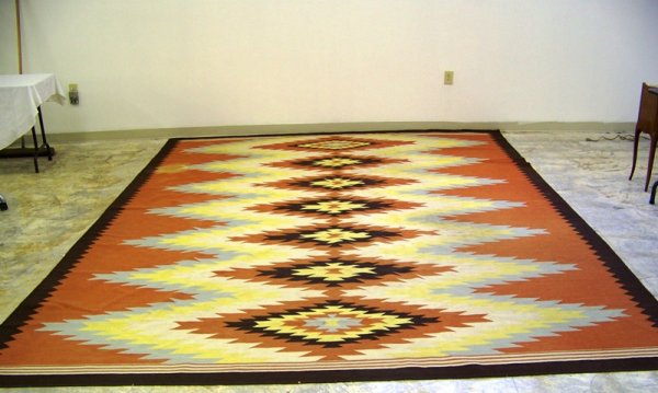 Native American Indian large Rug: Large Native American Indian rug, 10 feet x 13.5 feet. Navajo "Eye Dazzler" design