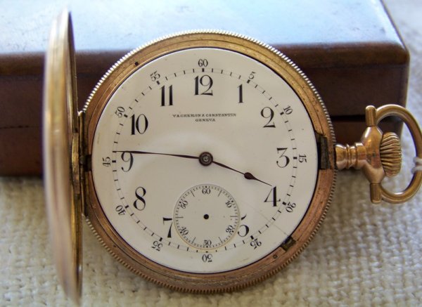 Vacheron & Constantin Geneva Pocket Watch 1884: Stamped on watch pat. Jan. 8th 1884 with porc. face missing second hand. Watch # 270361,case # 8326172 By Philadelphia Watch Case Company,app. 2" round.