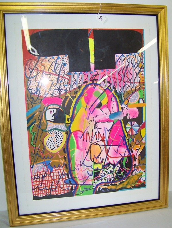 John Newsome Pop Art Abstract Painting: Bought in 1991 from Paul Sorota Fine Arts Boston Mass.,Unsigned as most, size is 30" tall 22 1/4" wide, in frame size is 36" x 28 1/4" wide.