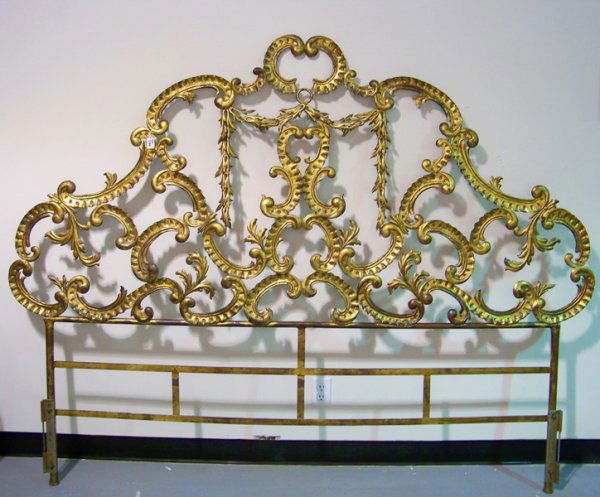 Early Italian Carved Toleware Gold Gilt Queen Head: Very impressive headboard,stands app. 63 1/4" tall, app. 83" wide.
