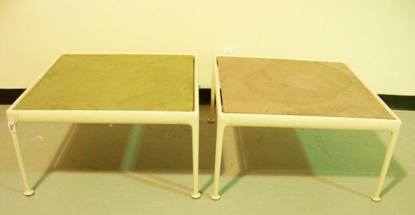 Pair Richard Schultz Patio Table's: Pair of great table by Schultz standing app. 15 1/2" tall and 27 3/4" square top's with removable metal top's
