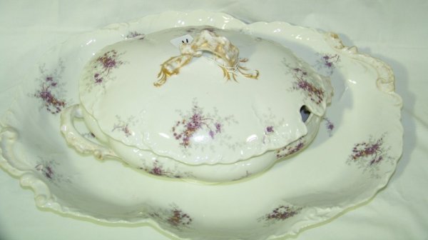 Vintage 3 Pc Wm. Guerin & Co Limoges Tureen & Tray - 2
