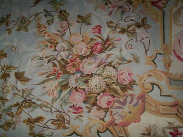 Empire-Style Aubusson Carpet 14' X 9' 9": Empire-Style Aubusson Carpet 14' X 9' 9". With great Florals & Fruit. Wonderful Aubusson Tapestry Rug with great colors and in great condition