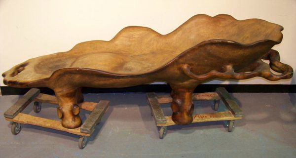 Huge Carved Wood Chaise Lounge Organic Studio: Huge Carved Wood Chaise Lounge Organic Studio. Art by nature. Carved from one pice of wood rests on four massive legs/feet. 89" l x 33" h x 31" w