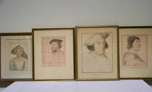 4 Engraving From Drawing by Hans Holbien: 4 Engraving From Drawing by Hans Holbien and Engraved by F. Bartolozzi Engraver to his Majesty. From the Majest Collection. The Strange Knight 11" x 9", Harry Guldeford Knight 19" x 14 1/2", The Lady 