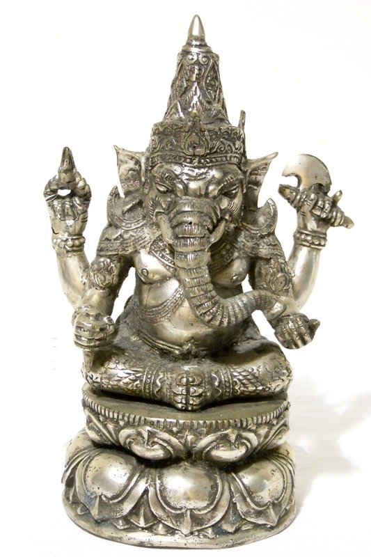 Silver Gilted Bronze Chinese Elephant Warrior Stat: Silver Gilted Bronze Chinese Elephant Warrior Statue. App. 13" tall