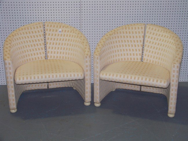 Pr of Modern Fratelli Saporiti Arm Chairs: Pr of Modern Fratelli Saporiti Arm Chairs. Great pair of chairs standing app. 27 1/2" tall 30" wide and app. 24" deep.
