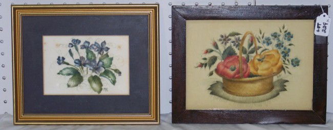 Pair of Signed Theorem Painting's: Pair of Signed Theorem Painting's, Both still lifes one signed Lolly other MAC for Maura P. Campbell, Fruit basket one is 9 1/2" wide and 7" tall , frame is 11 3/4" x 9" other is 6 1/2" wide 4 1/4" ta