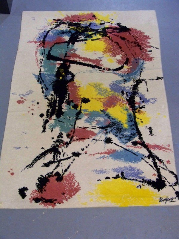 Modern Denmark Signed "Robert Jacobsen " Ege Rug: Modern Signed "Robert Jacobsen " Ege Rug. Signed with a splsh paint style design from the 20th Century Collection - Ege Art Line.